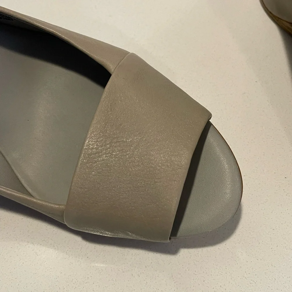 Banana Republic Taupe Leather Peep-Toe Wedges